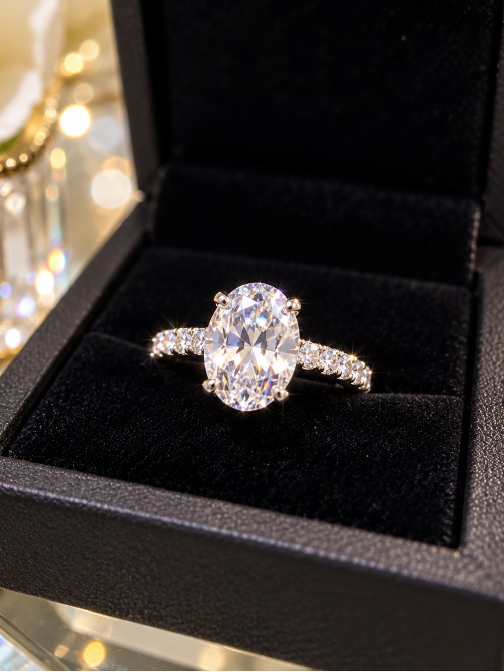 BRILLIANT!! ✨ Gorgeous! Sparkling Classic Oval Solitaire Pavé Engagement Ring